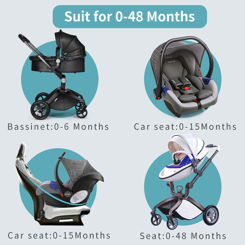 Hot Mom High Landscape 3 in 1 Baby Pushchair Stroller With Car Seat