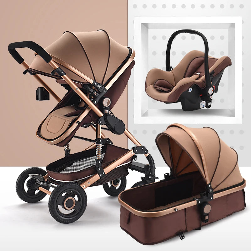 Multifunctional 3 in 1 Baby Stroller High Landscape Stroller Folding Carriage