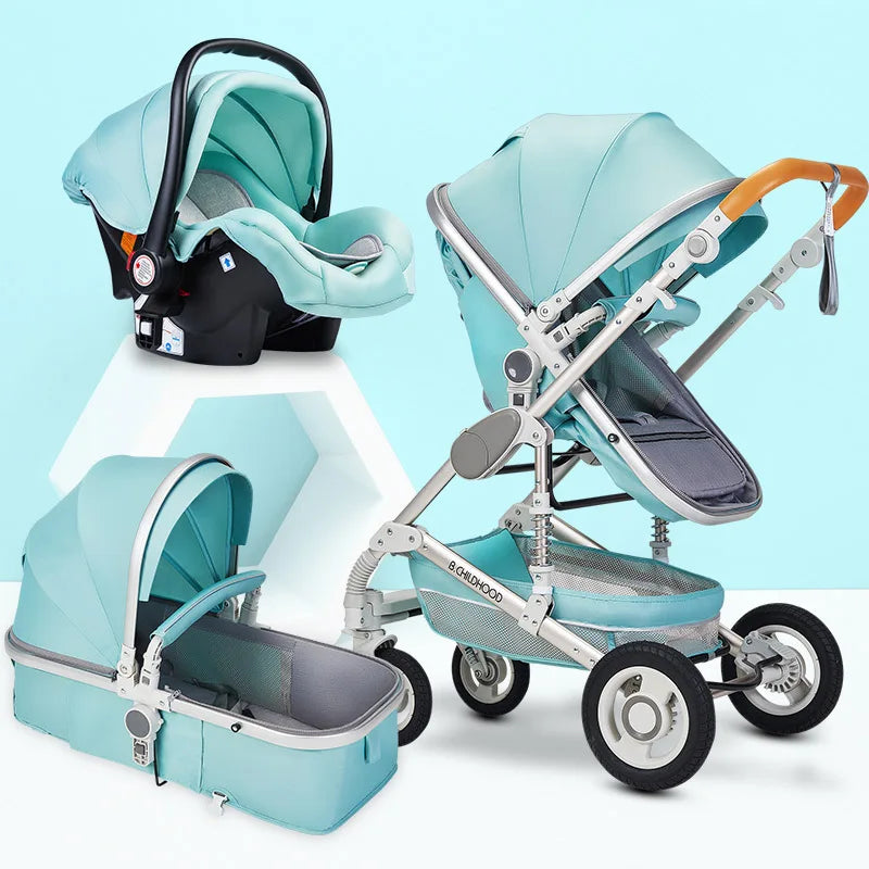 Multifunctional 3 in 1 Baby Stroller High Landscape Stroller Folding Carriage