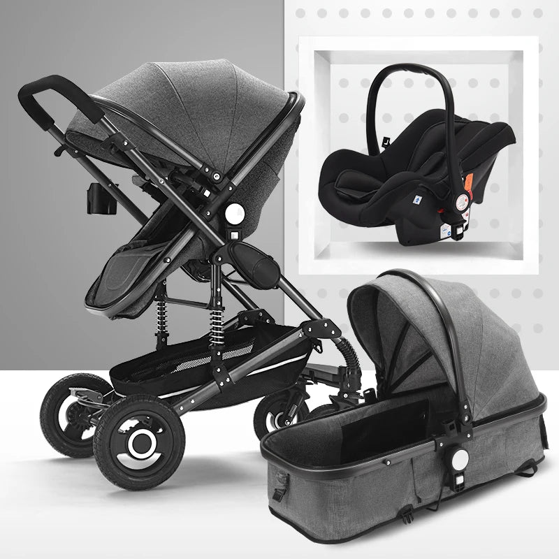 Multifunctional 3 in 1 Baby Stroller High Landscape Stroller Folding Carriage