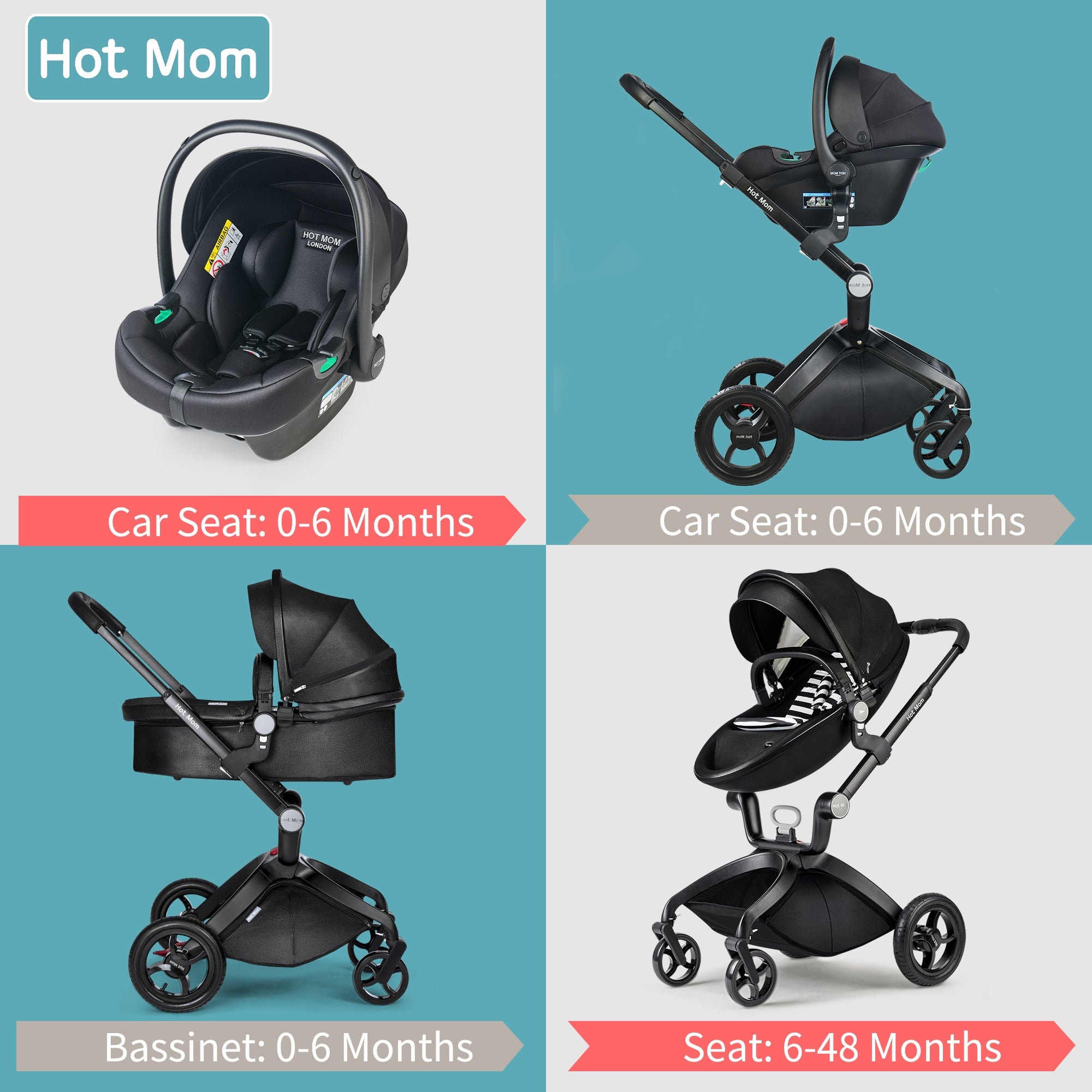 Hot Mom High Landscape 3 in 1 Baby Pushchair Stroller With Car Seat