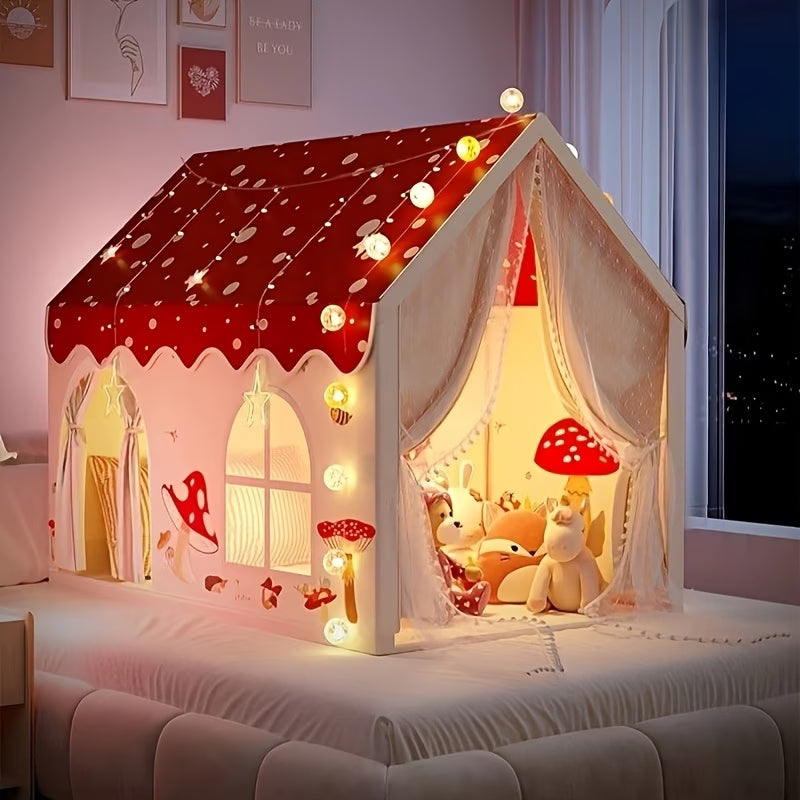 Kids' Mushroom House Play Tent - Large Extended Version with Two Doors & Window for Indoor & Outdoor Play
