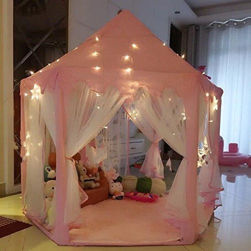 Large Indoor and Outdoor Kids Play House Pink Hexagon Princess Castle Tent Child