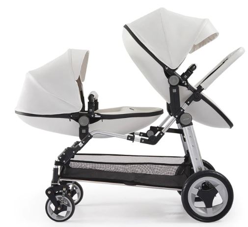 Semaco Luxury Leather Double Twin Baby Stroller With Convertible Bassinet