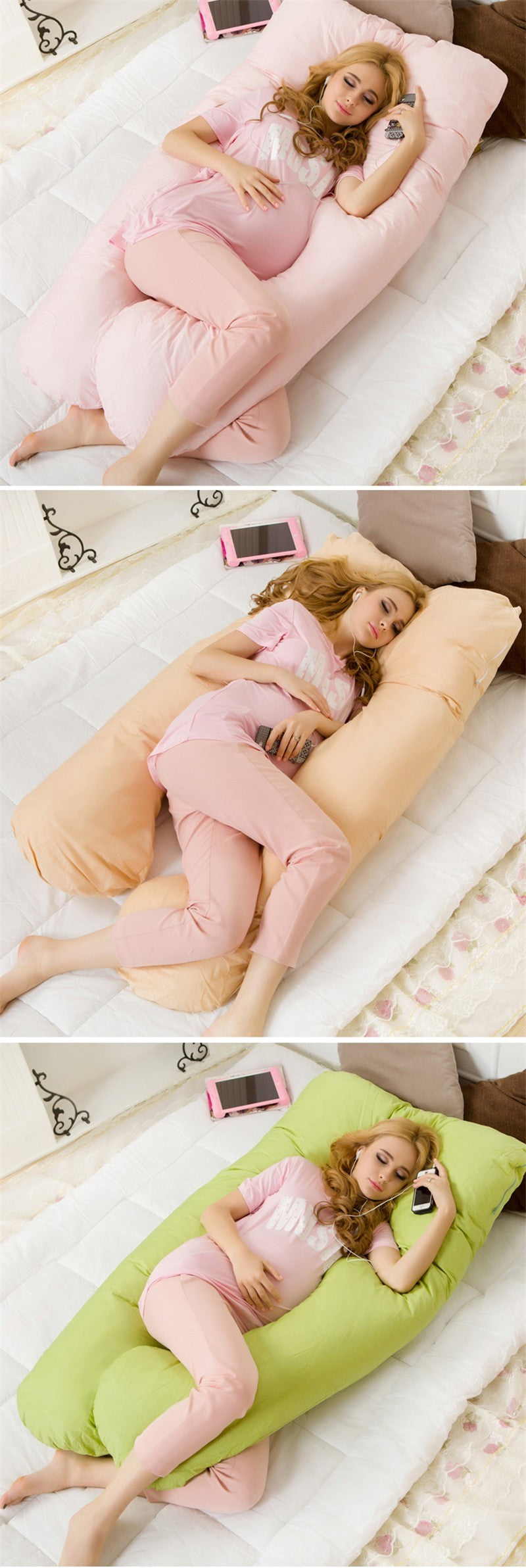 Large Cotton U Shape Pillow For Pregnant Women