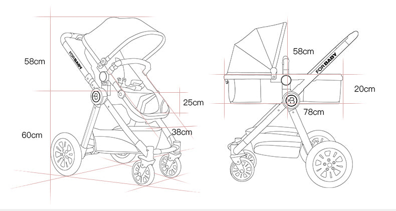 For Baby Brand Luxury 3-in-1 Baby Stroller With Baby Carriage