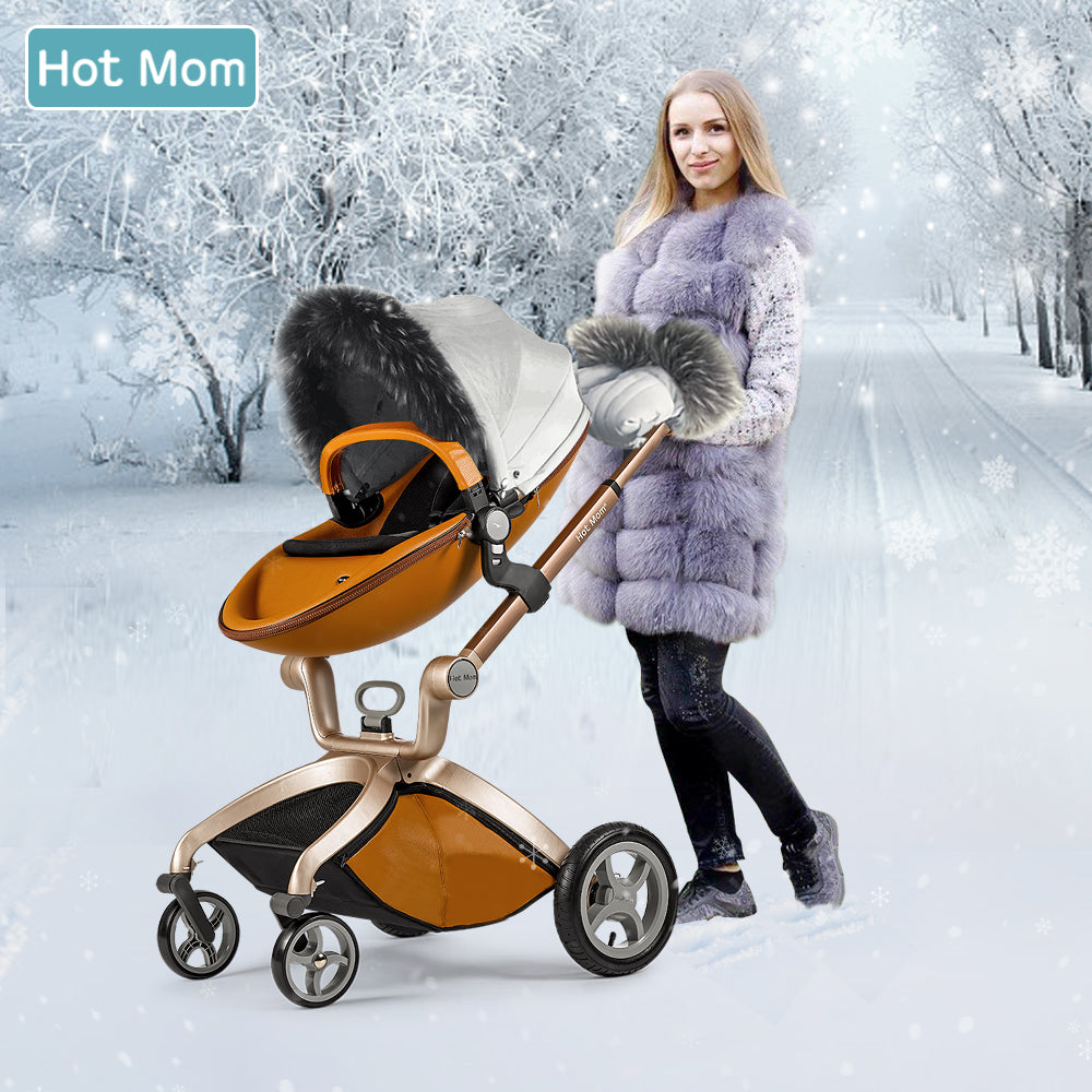 Hot Mom F023 /f22 Stroller Accessories Winter Outkit With Footmuff And Winter Gloves Thickened Canopy