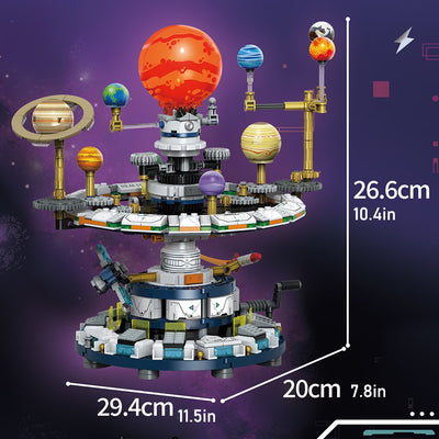 Mini Building Blocks Solar System Mechanical Gear Orrery - STEM Astronomy Educational Assembly Kit