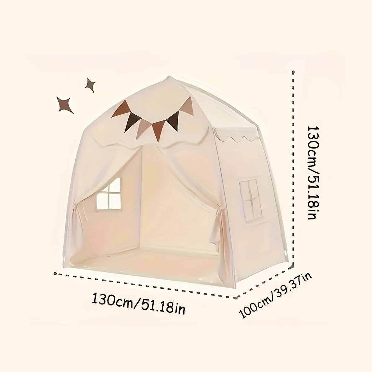 Kids' Conical Play Tent - Foldable Castle House for Indoor & Outdoor Pretend Play