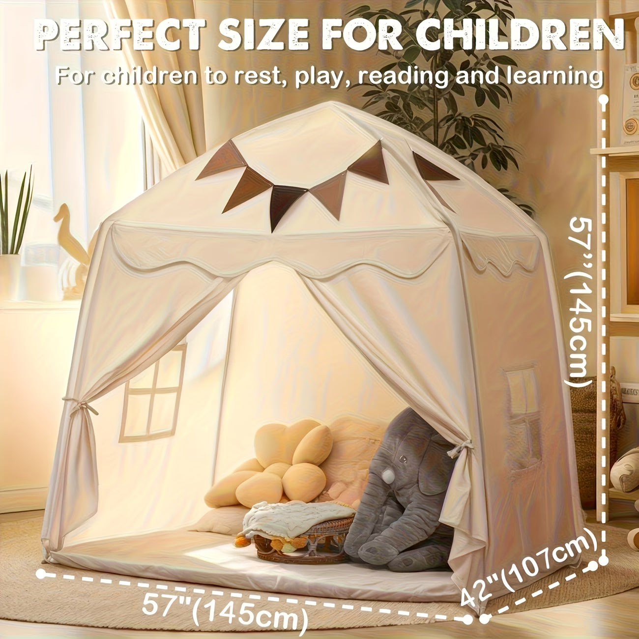 Kids' Conical Play Tent - Foldable Castle House for Indoor & Outdoor Pretend Play