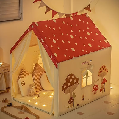 Kids' Mushroom House Play Tent - Large Extended Version with Two Doors & Window for Indoor & Outdoor Play