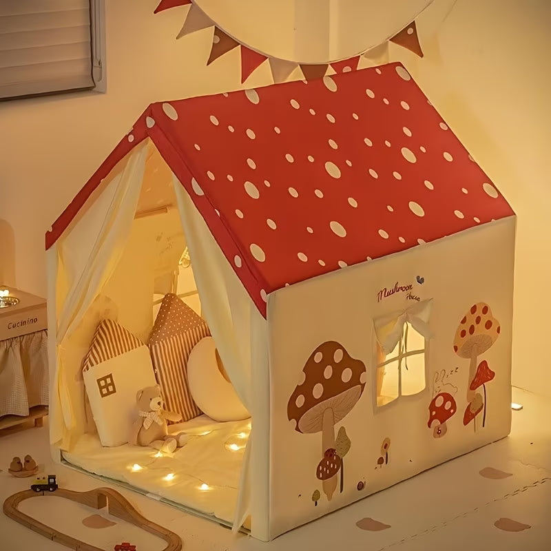 Kids' Mushroom House Play Tent - Large Extended Version with Two Doors & Window for Indoor & Outdoor Play