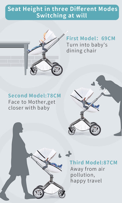 Hot Mom High Landscape 3 in 1 Baby Pushchair Stroller With Car Seat