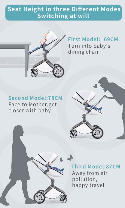 Hot Mom High Landscape 3 in 1 Baby Pushchair Stroller With Car Seat