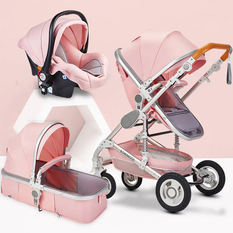 Multifunctional 3 in 1 Baby Stroller High Landscape Stroller  Folding Carriage