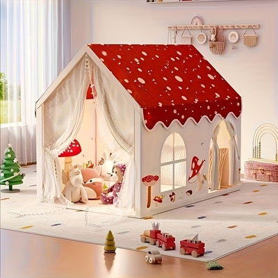 Kids' Mushroom House Play Tent - Large Extended Version with Two Doors & Window for Indoor & Outdoor Play