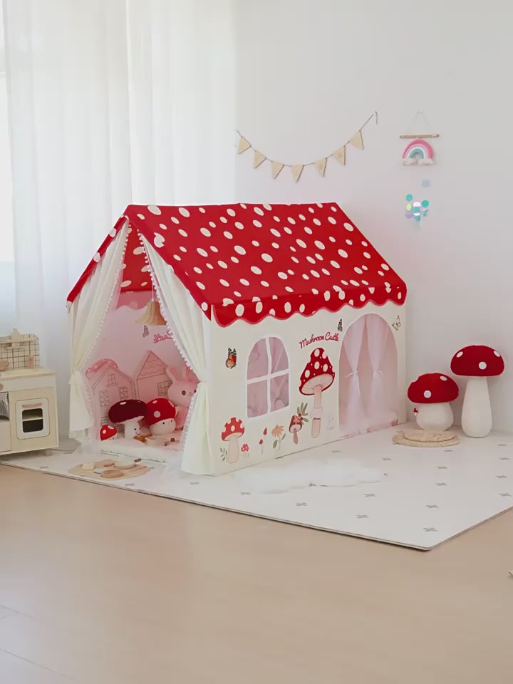 Kids' Mushroom House Play Tent - Large Extended Version with Two Doors & Window for Indoor & Outdoor Play