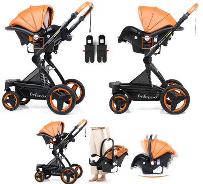 Belecoo Luxury 3 i 1 barnevogn med kumme og autostol barnevogn barnevogn med kapsel
