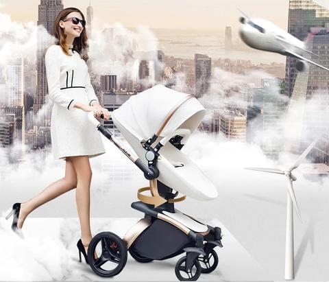 New Max Of Aulon Luxury 2-in-1 Baby Stroller With Bassinet Leather 360 Degrees Rotating