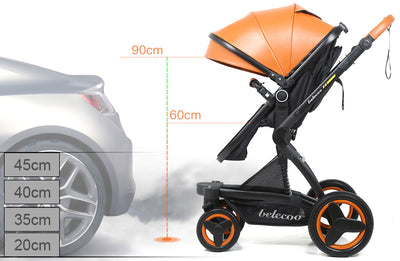 Belecoo Luxury 3 i 1 barnevogn med kumme og autostol barnevogn barnevogn med kapsel