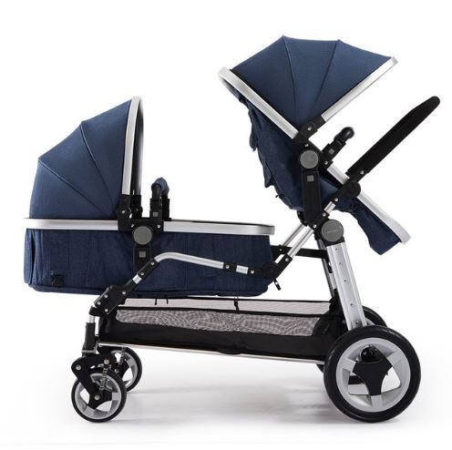 Semaco Luxury Leather Double Twin Baby Stroller With Convertible Bassinet