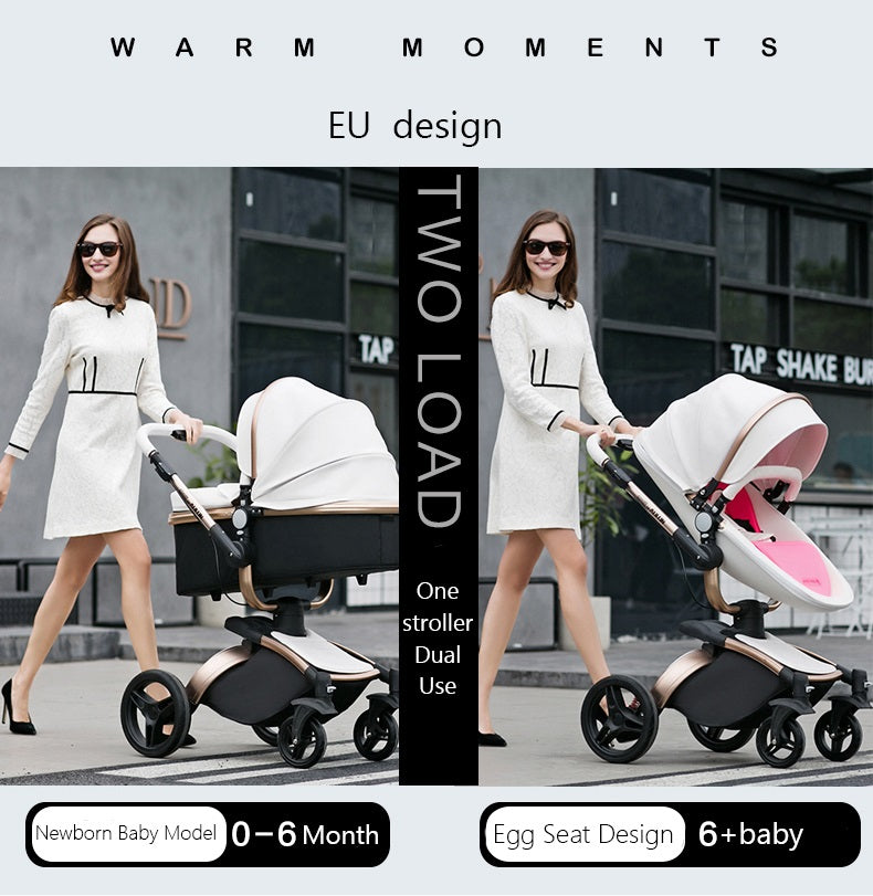 New Max Of Aulon Luxury 2-in-1 Baby Stroller With Bassinet Leather 360 Degrees Rotating