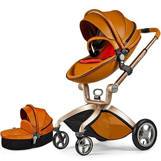 Hot Mom Brand Leather Baby Stroller travel system and Bassinet Combo