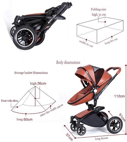 New Max Of Aulon Luxury 2-in-1 Baby Stroller With Bassinet Leather 360 Degrees Rotating